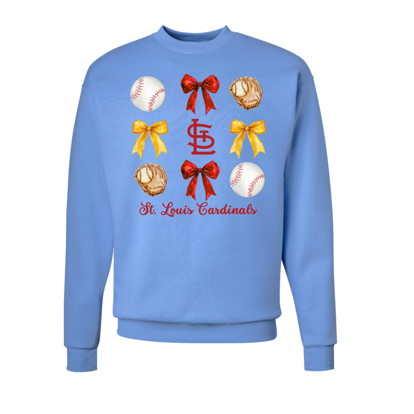 STL Cards Light Blue Bow Crew Neck