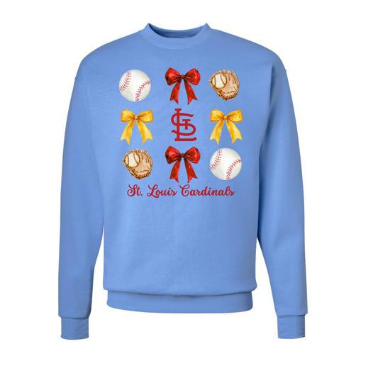 STL Cards Light Blue Bow Crew Neck