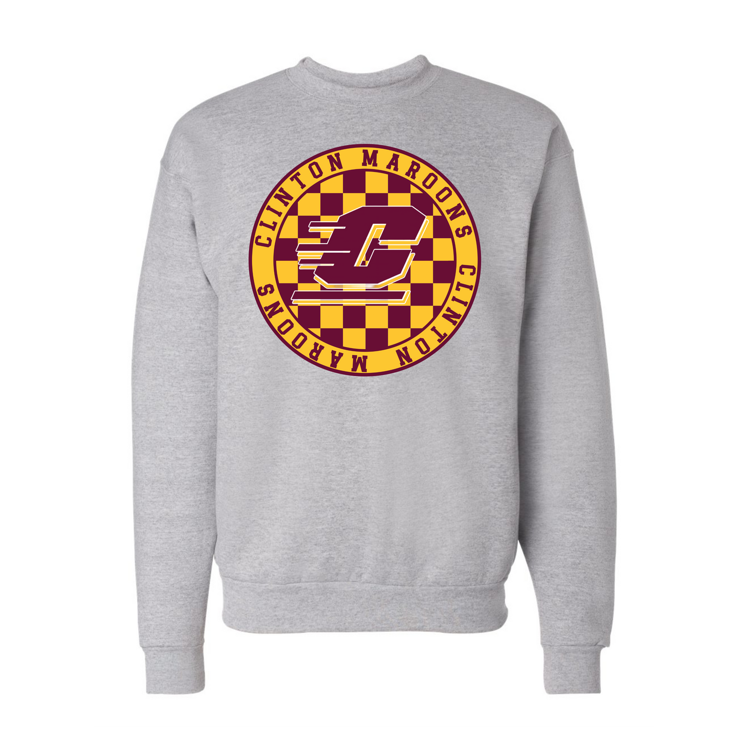 Clinton Maroons Checkered Crew Neck