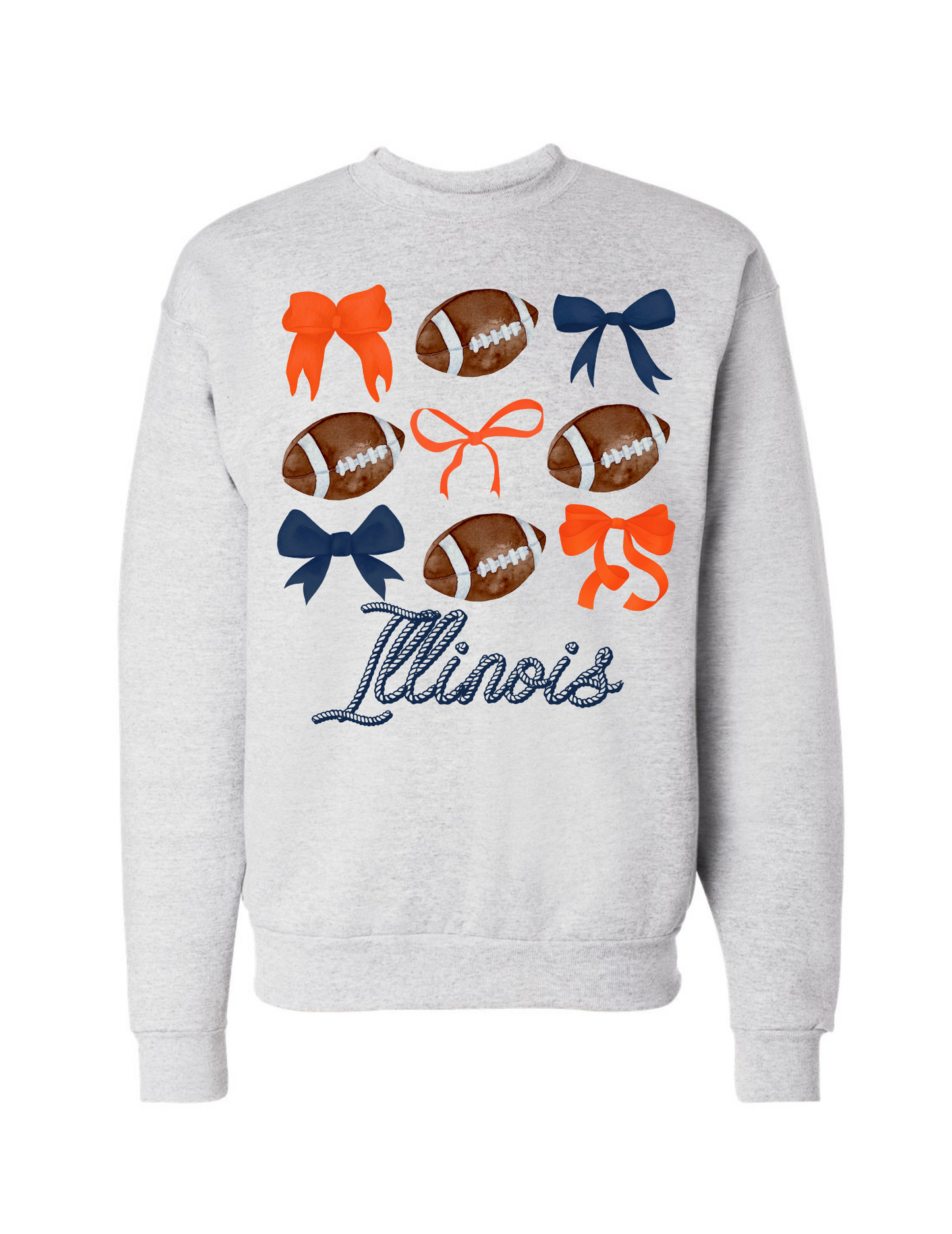 Illinois Football Bow Crew Neck-Hanes
