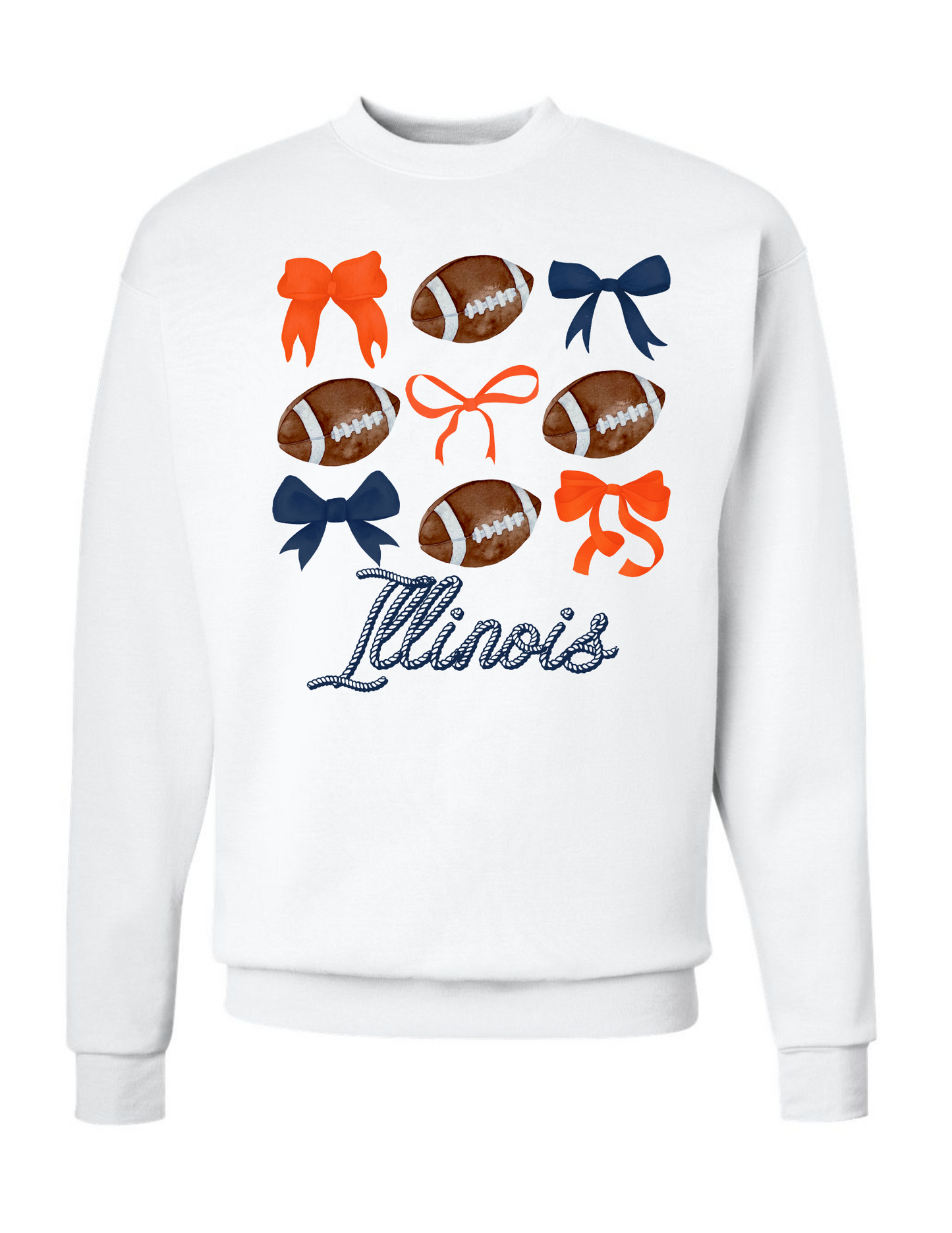 Illinois Football Bow Crew Neck-Hanes