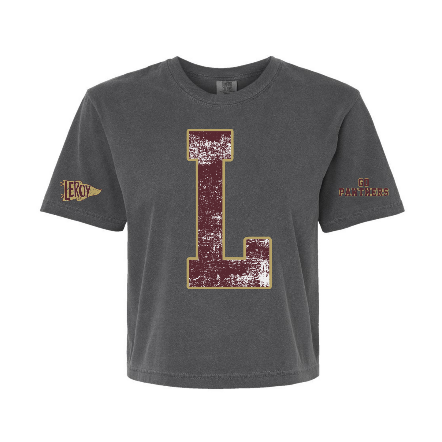 **PRE-ORDER**Panthers Big L Pepper Comfort Colors Boxy Crop T-Shirt