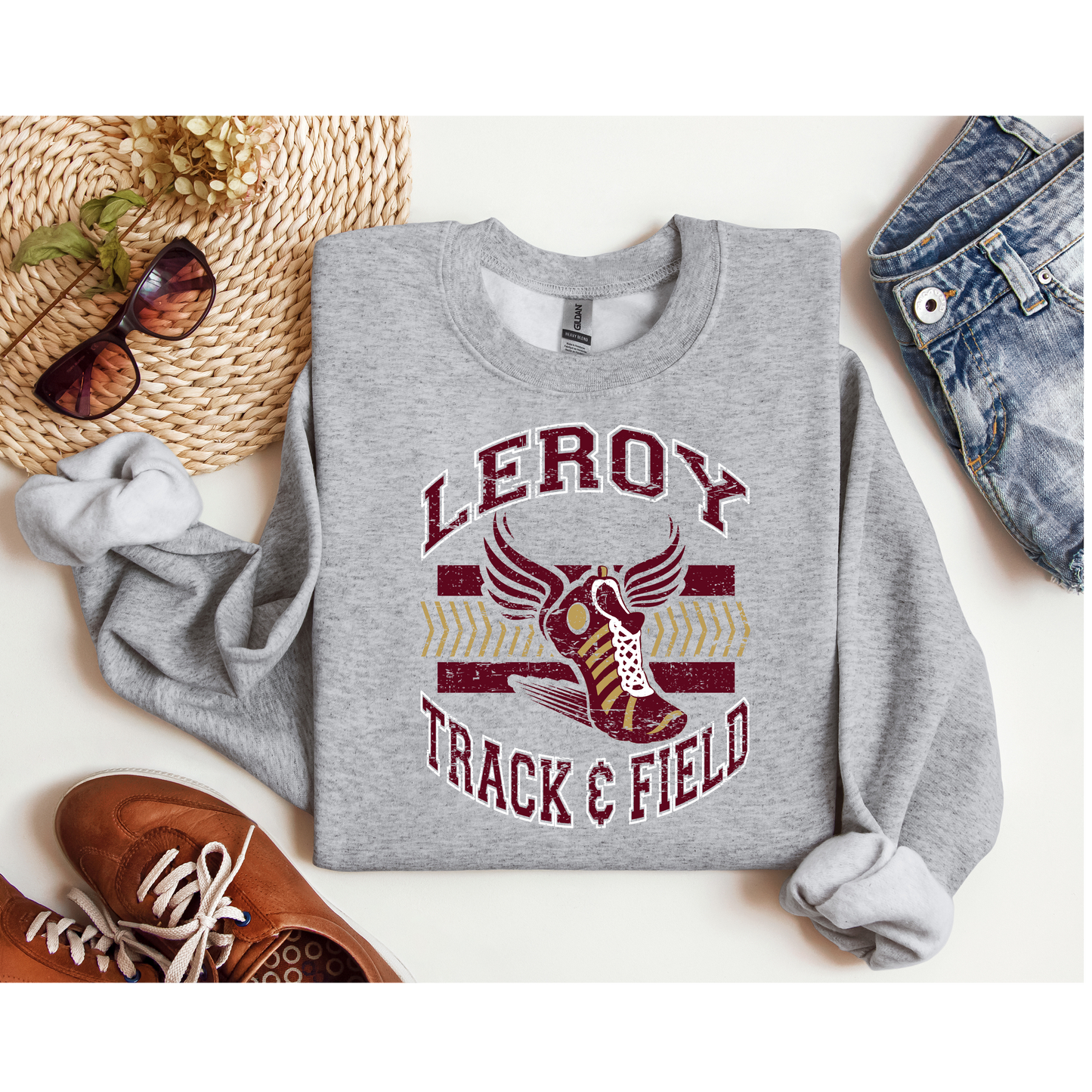Leroy Track & Field Crew with Vintage Design