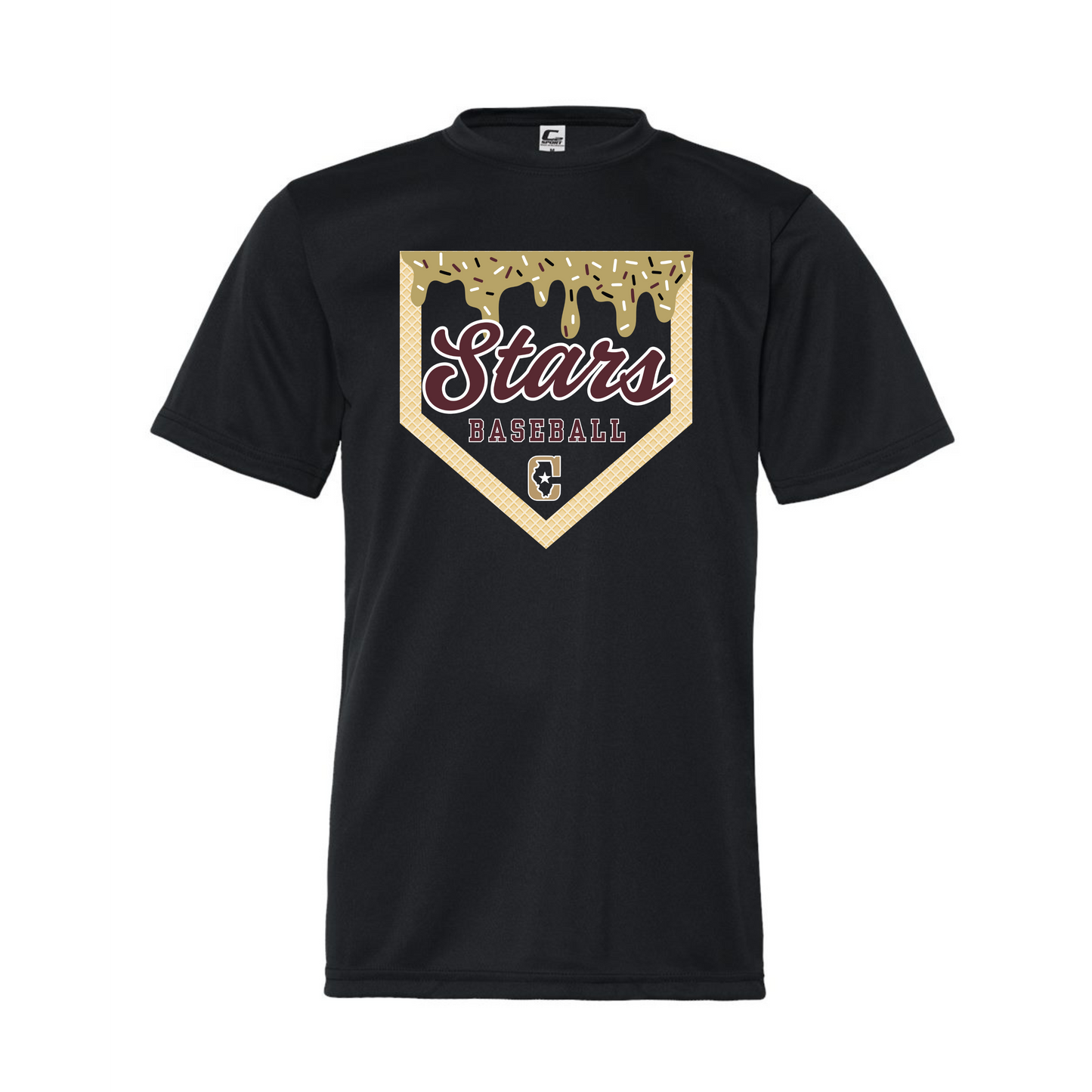 Stars Baseball Drip Black Performance T-shirt