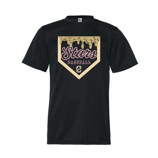 Stars Baseball Drip Black Performance T-shirt