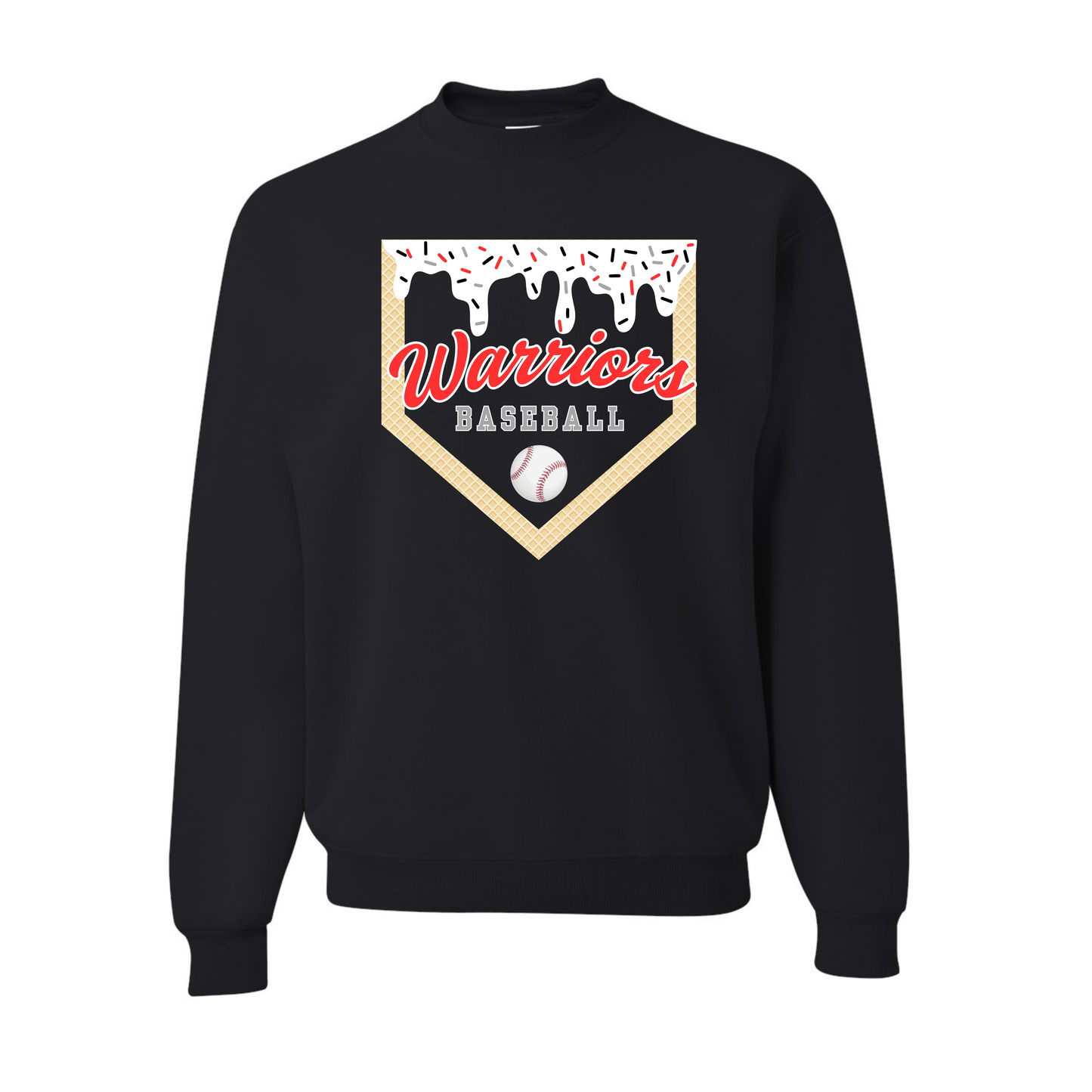 Warriors Ice Cream Drip Black Crew Neck