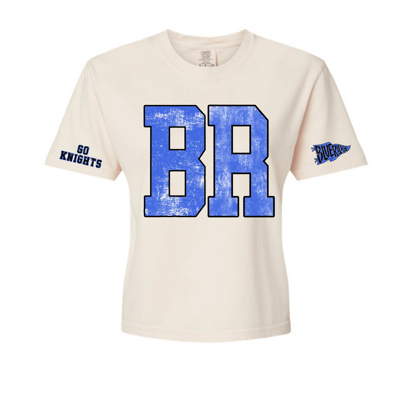 ***PRE-ORDER***Blue Ridge Knights Big BR Ivory Comfort Colors Boxy Crop T-Shirt