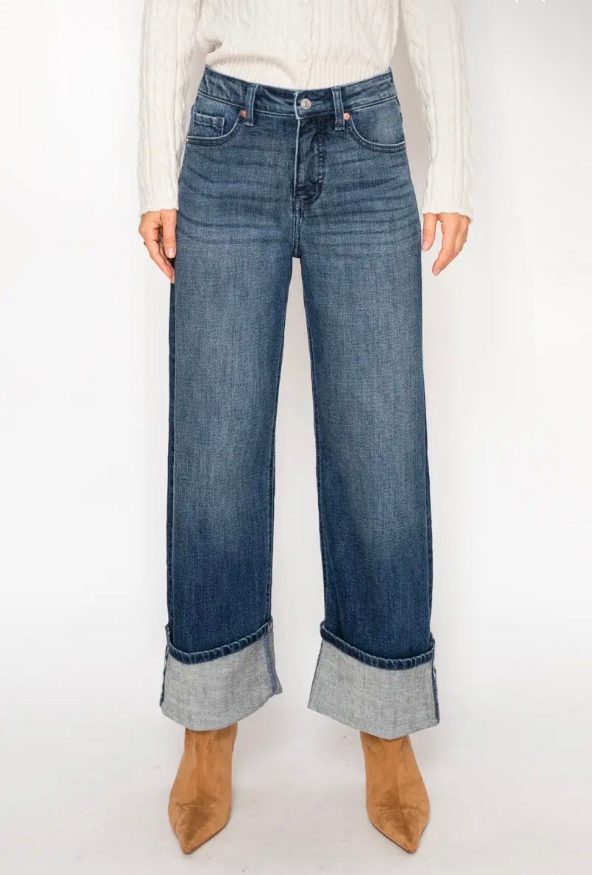 Cuffed Artemis Vintage Tummy Control High Rise Wide Jeans