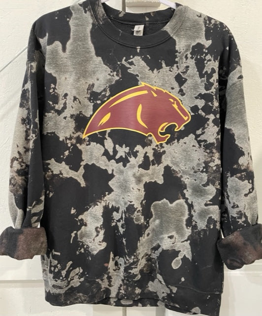 Black and Gray Acid Wash Panther Crew
