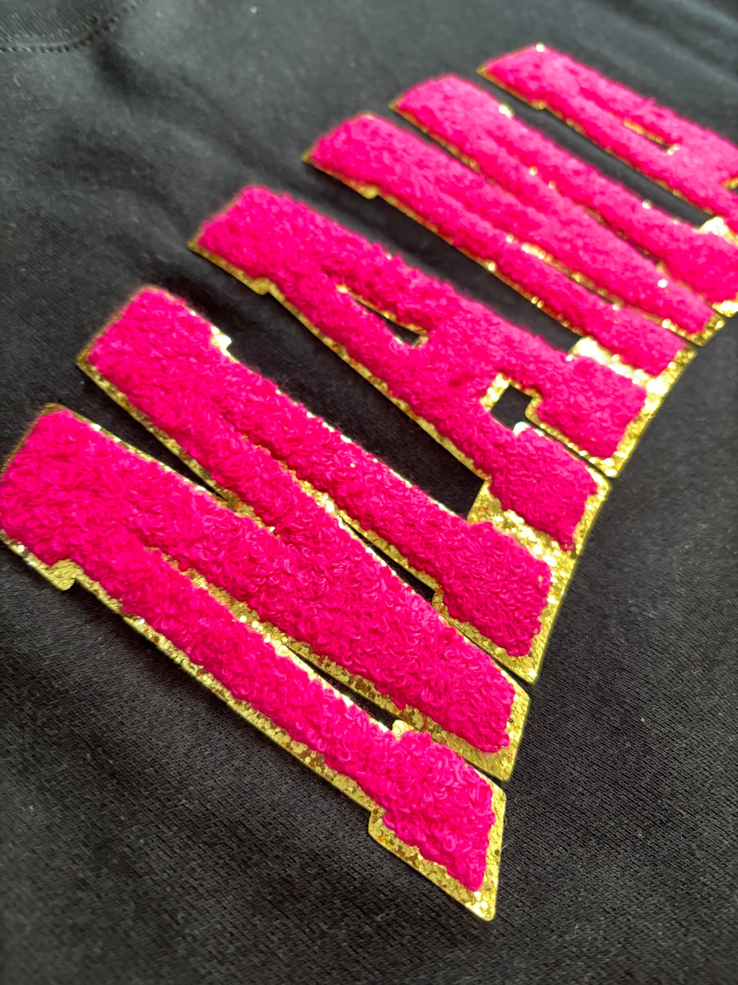 Pink Chenille Patch Mama Crew