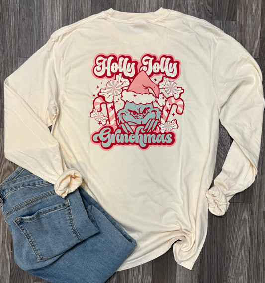 Christmas Grnch Comfort Colors T-Shirt Front and Back Design