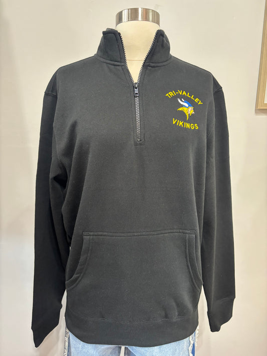 Black Embroidered Tri-Valley 1/4 Zip