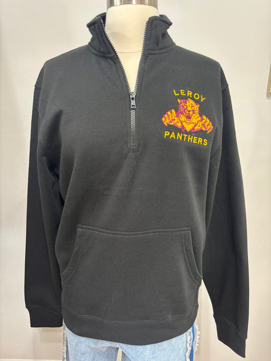 Black Embroidered Leroy Panthers 1/4 Zip