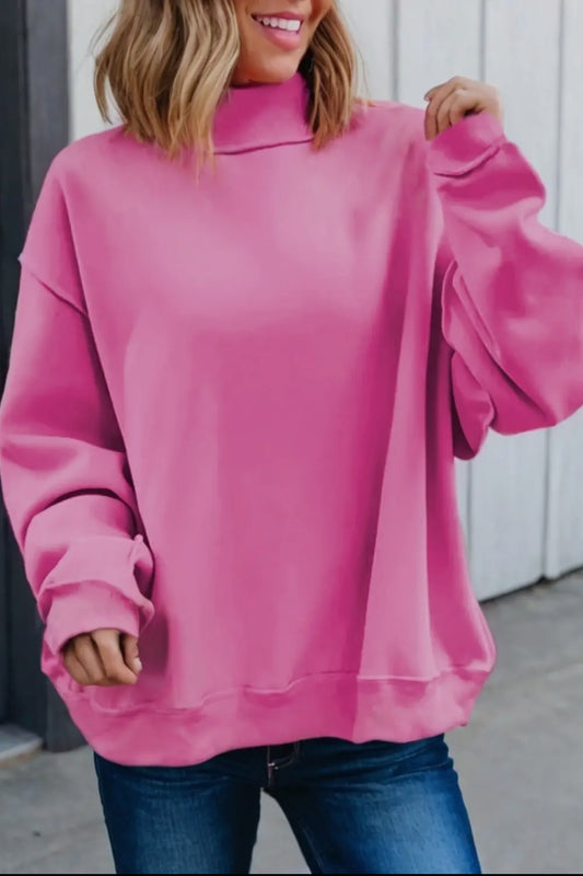 Pink Mock Neck Sweatshirt