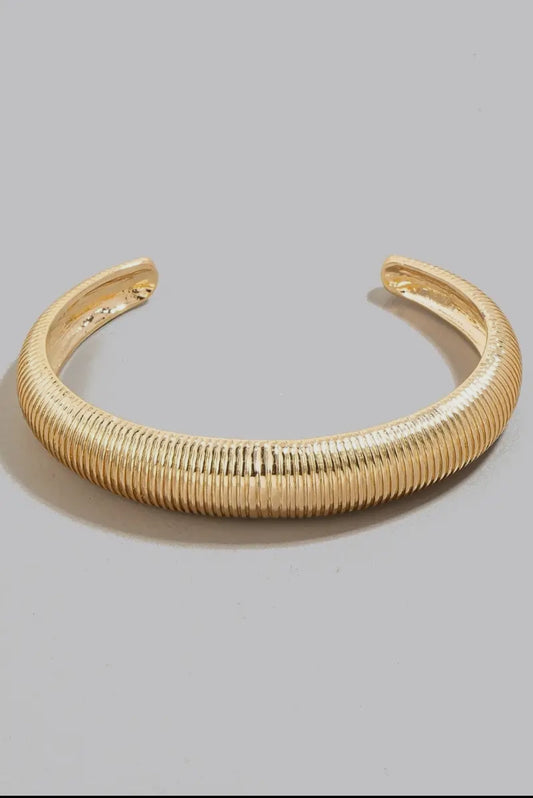 Ridged Metallic Cuff Bracelet