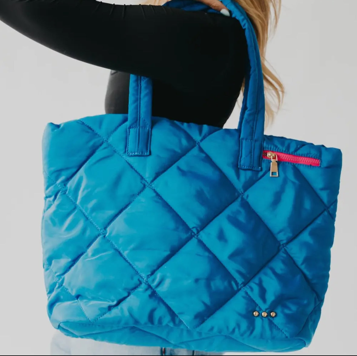 Pretty Simple Presley Puffer Quilted Tote Bag w/ Pouch