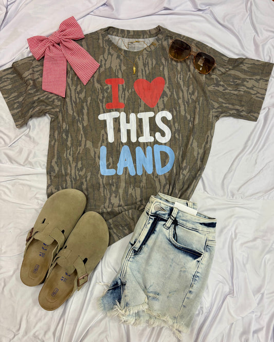 I Heart This Land Mossy Oak T-shirt