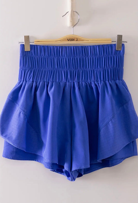 High Waisted Double Layer Royal Blue Shorts