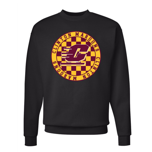 Clinton Maroons Checkered Crew Neck