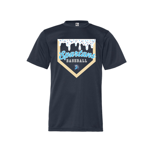 Spartans Baseball Drip Navy Performance T-shirt